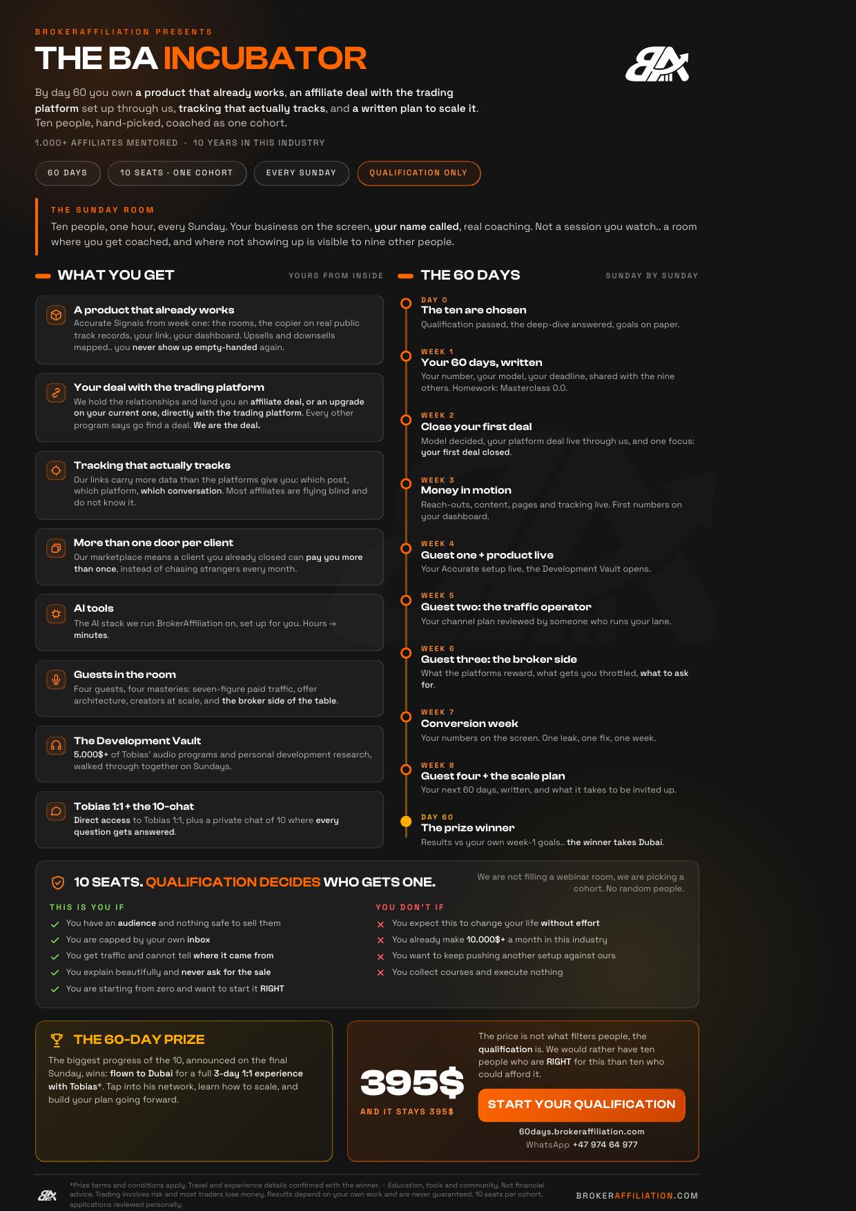First page of the BA Incubator program overview